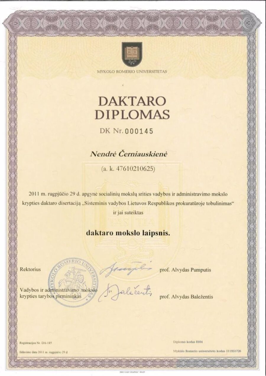 Buy college degree from The Mykolo Romerio Universitetas