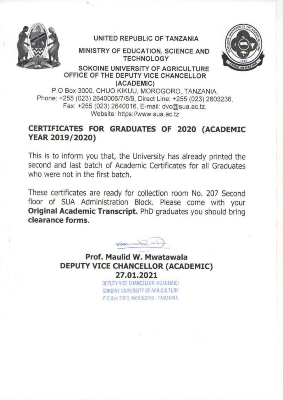 Buy Degree From the Sokoine University of Agriculture