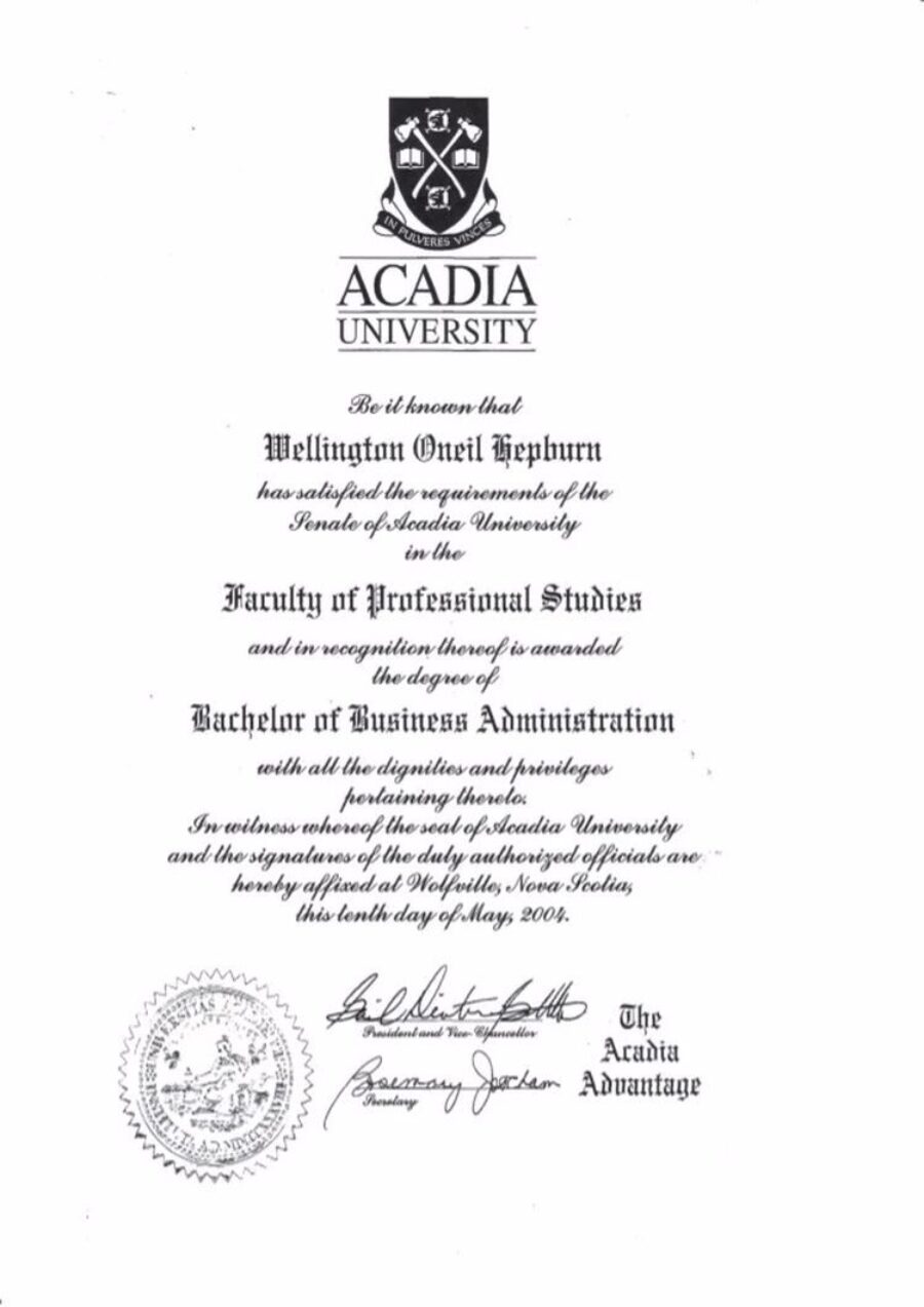 Buy college degree from the Acadia University