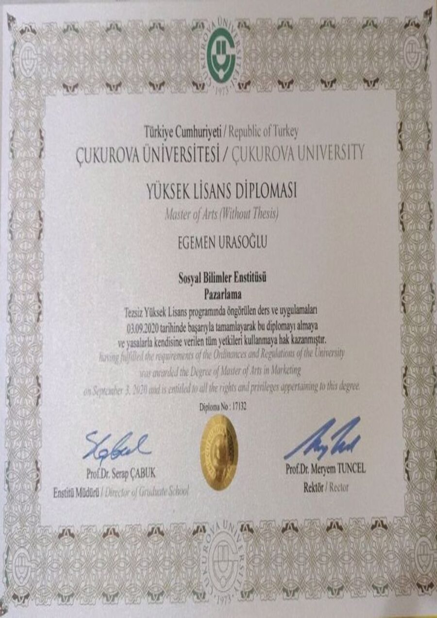 Buy college degree from the Çukurova Üniversitesi