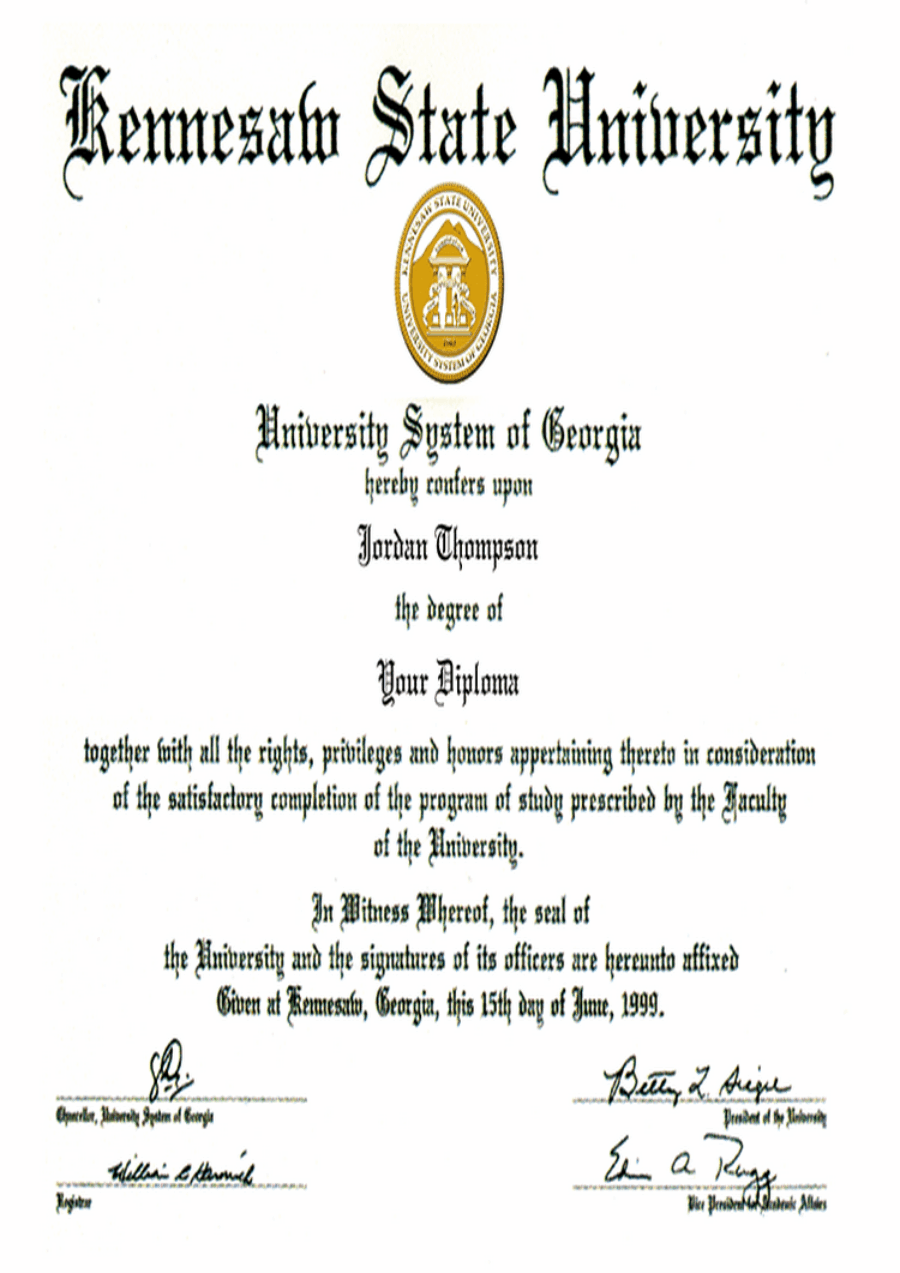 Buy college degree from The Kennesaw State University