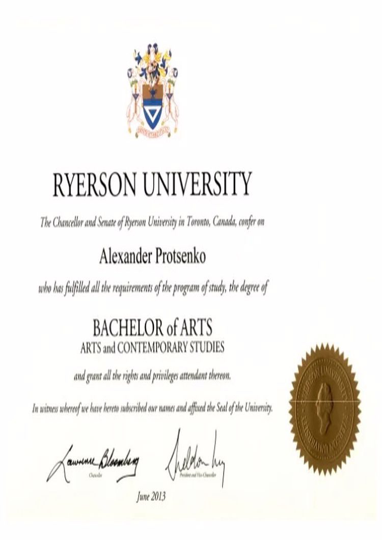 Buy college degree from the Ryerson University