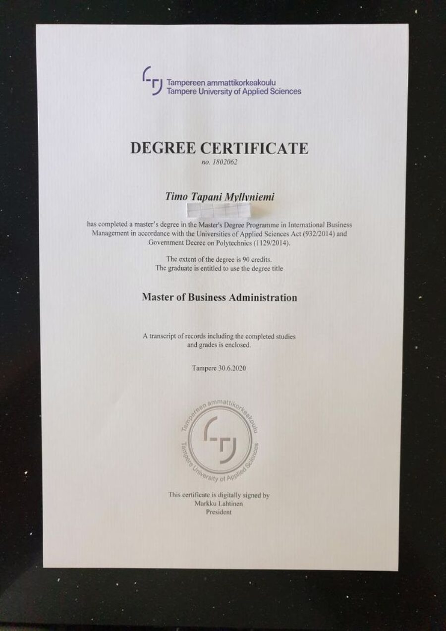 Buy college degree from The Tampereen yliopisto