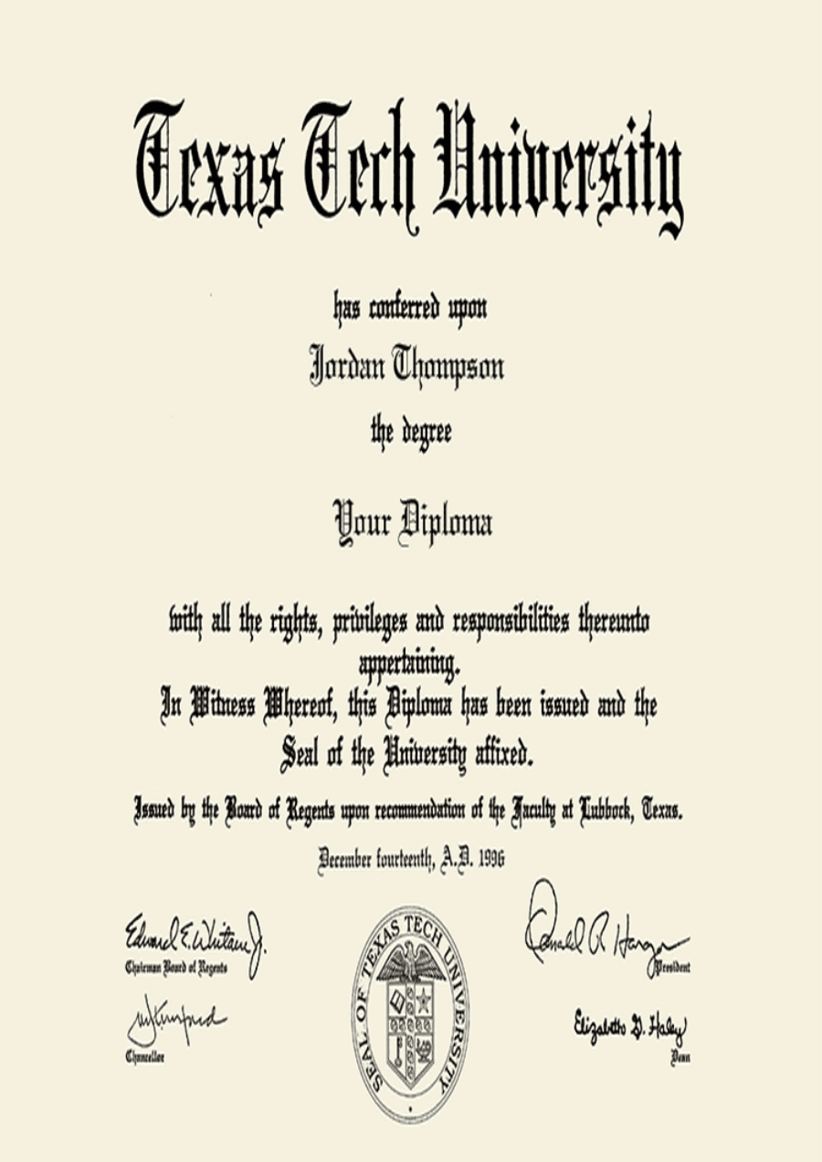 Buy college degree from The Texas Tech University