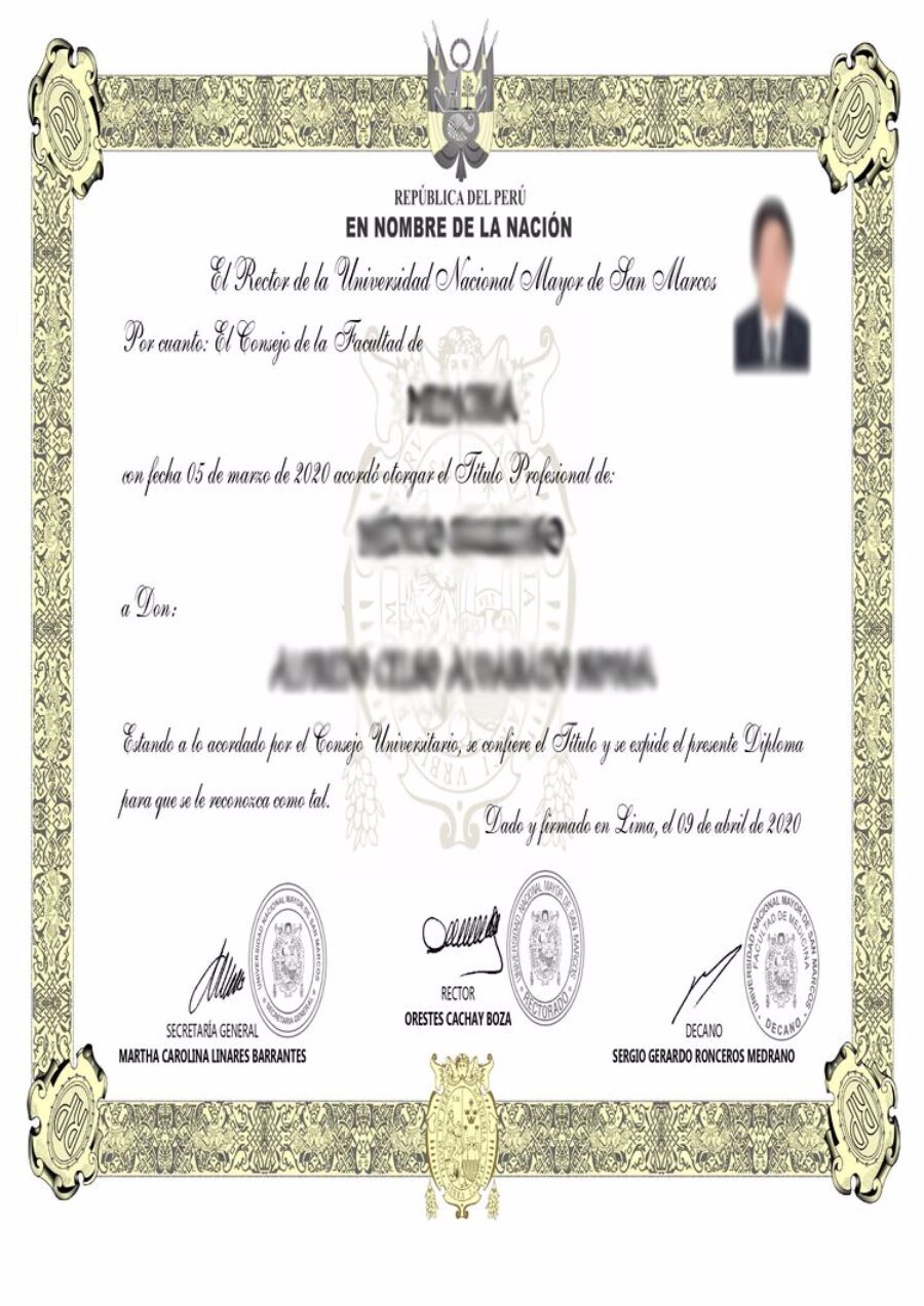 Buy college degree from the Universidad Nacional Mayor de San Marcos