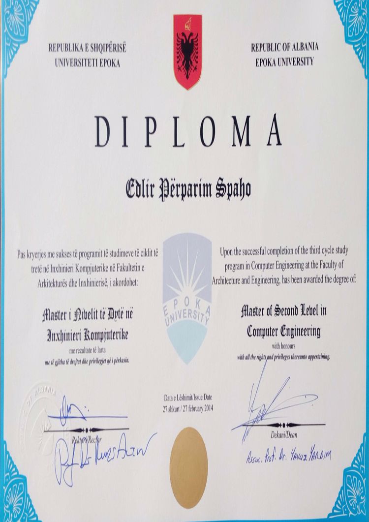 Buy college degree from the Universiteti Epoka Albania