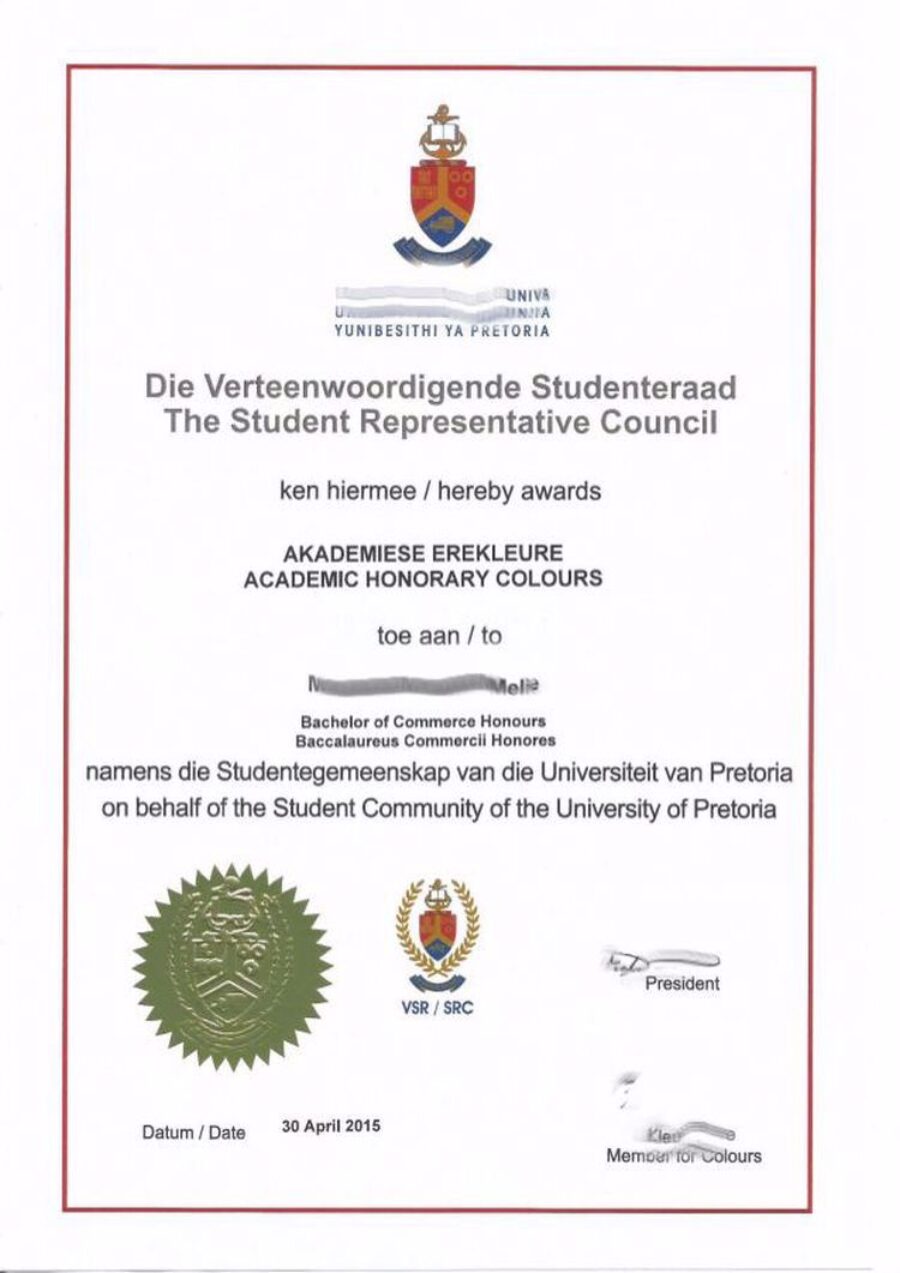Buy college degree from the University of Pretoria