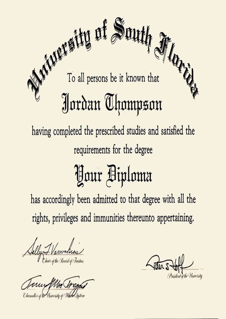 Buy college degree from The University of South Florida