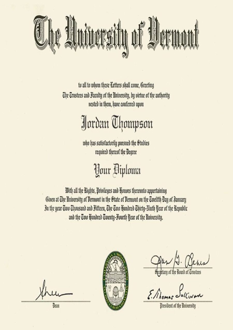 Buy college degree from The University of Vermont