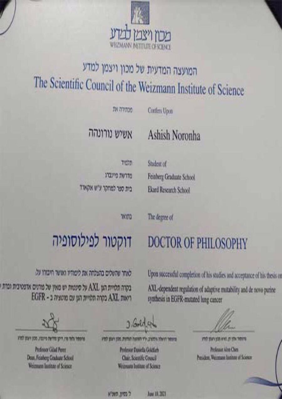 Buy college degree from the Weizmann Institute of Science